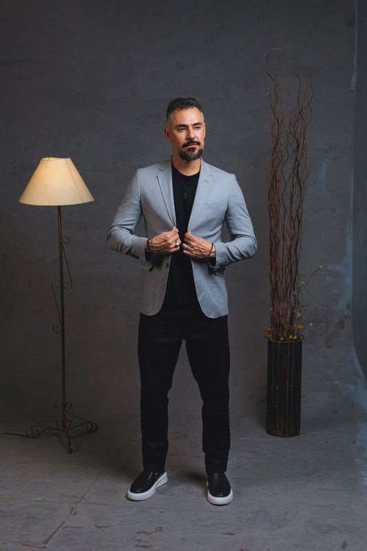 3444 - Blazer Masc. Slim Meio Forro